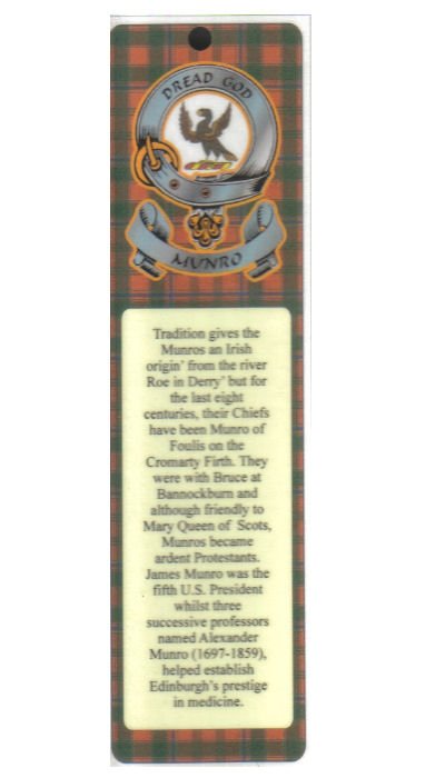 Image 1 of Munro Clan Badge Clan Munro Tartan Laminated Bookmark
