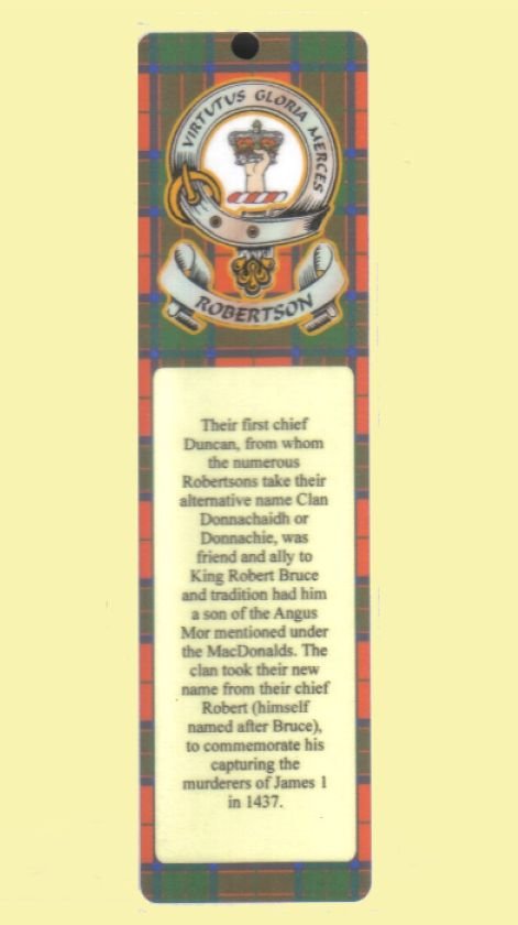Image 0 of Robertson Clan Badge Clan Robertson Tartan Laminated Bookmark