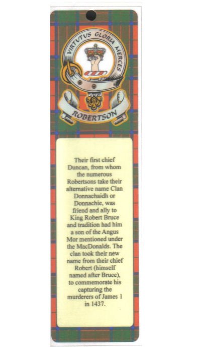Image 1 of Robertson Clan Badge Clan Robertson Tartan Laminated Bookmark