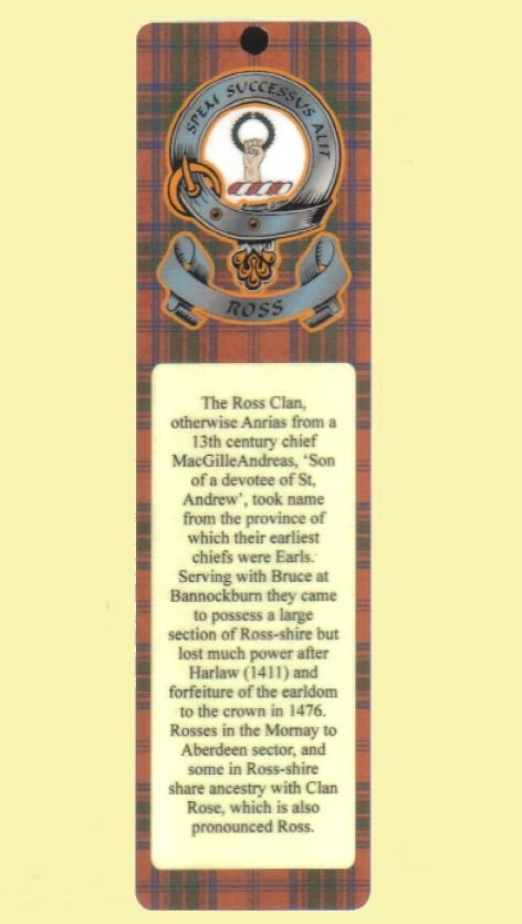 Image 0 of Ross Clan Badge Clan Ross Tartan Laminated Bookmarks Set of 2