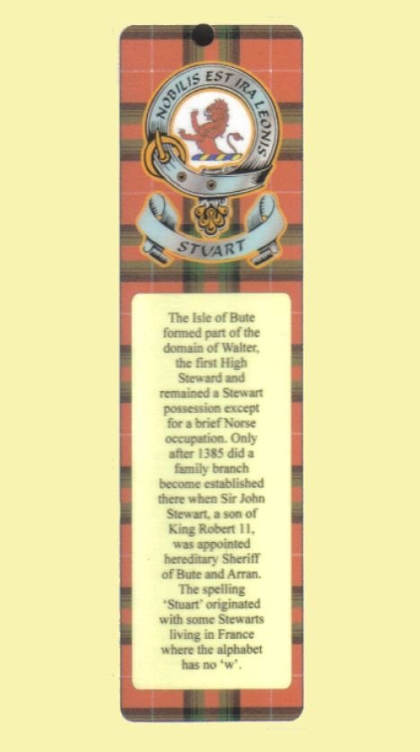 Image 0 of Stuart Clan Badge Clan Stuart Tartan Laminated Bookmark
