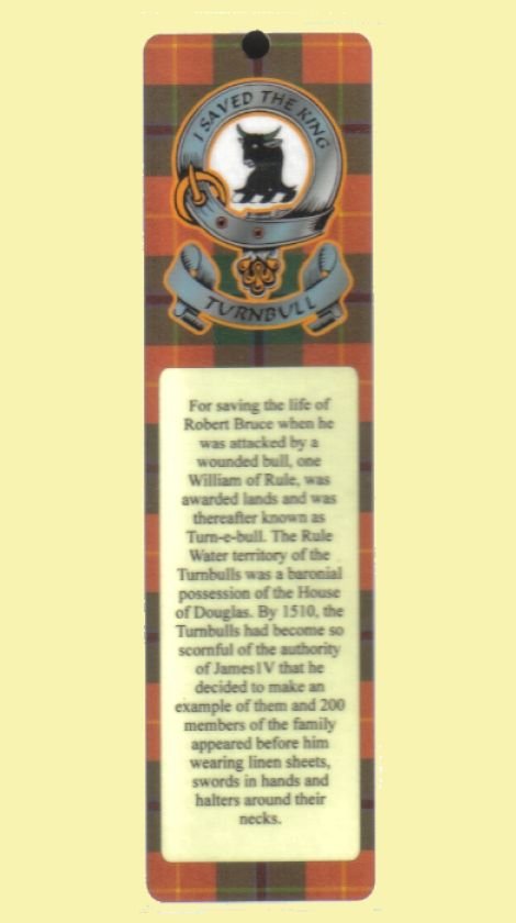 Image 0 of Turnbull Clan Badge Clan Turnbull Tartan Laminated Bookmark