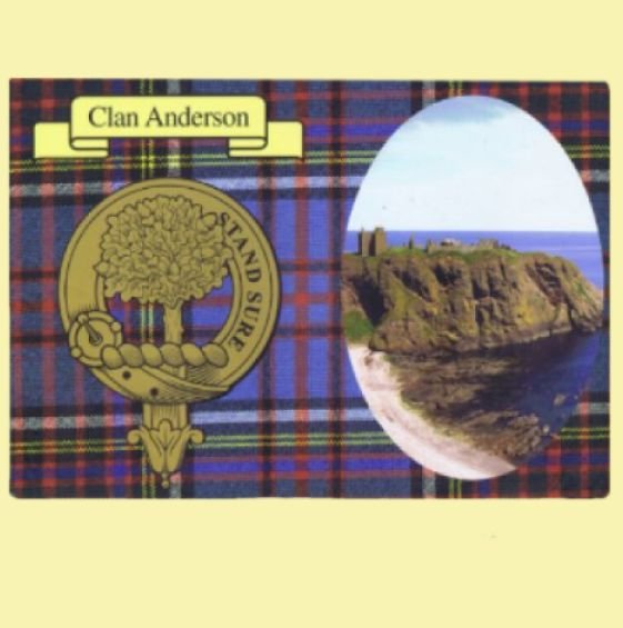 Image 0 of Anderson Clan Crest Tartan History Anderson Clan Badge Postcard