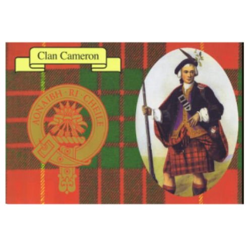 Image 1 of Cameron Clan Crest Tartan History Cameron Clan Badge Postcard