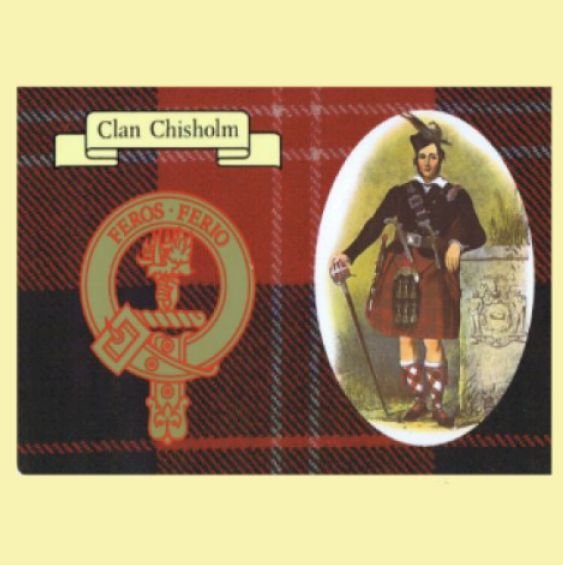 Image 0 of Chisholm Clan Crest Tartan History Chisholm Clan Badge Postcard