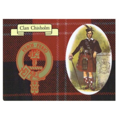 Image 1 of Chisholm Clan Crest Tartan History Chisholm Clan Badge Postcard