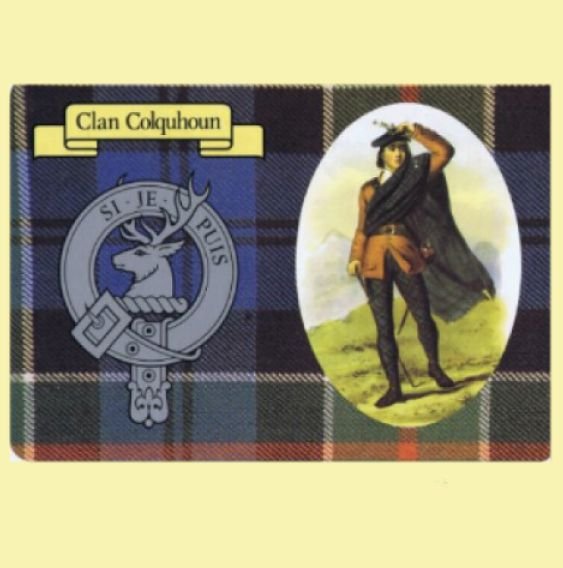 Image 0 of Colquhoun Clan Crest Tartan History Colquhoun Clan Badge Postcard
