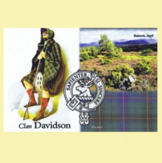 Image 0 of Davidson Clan Crest Tartan History Davidson Clan Badge Postcard