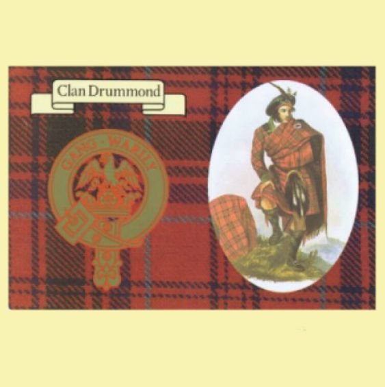 Image 0 of Drummond Clan Crest Tartan History Drummond Clan Badge Postcard