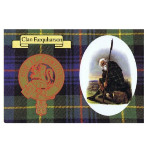 Image 1 of Farquharson Clan Crest Tartan History Farquharson Clan Badge Postcard