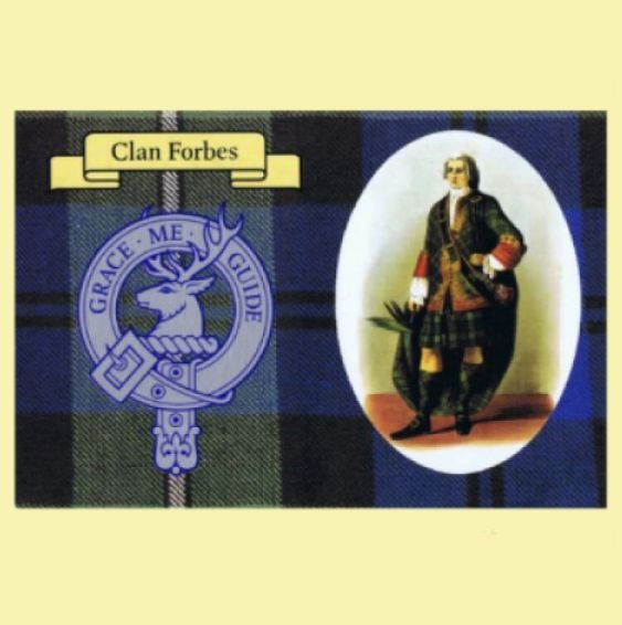 Image 0 of Forbes Clan Crest Tartan History Forbes Clan Badge Postcard