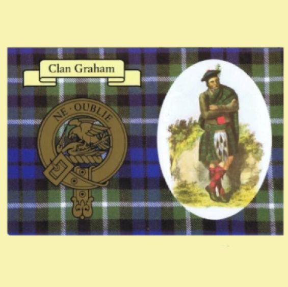 Image 0 of Graham Clan Crest Tartan History Graham Clan Badge Postcard