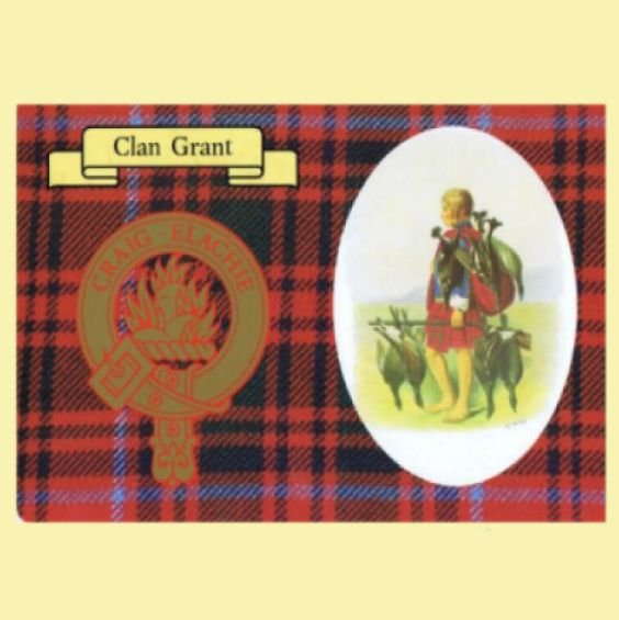 Image 0 of Grant Clan Crest Tartan History Grant Clan Badge Postcard