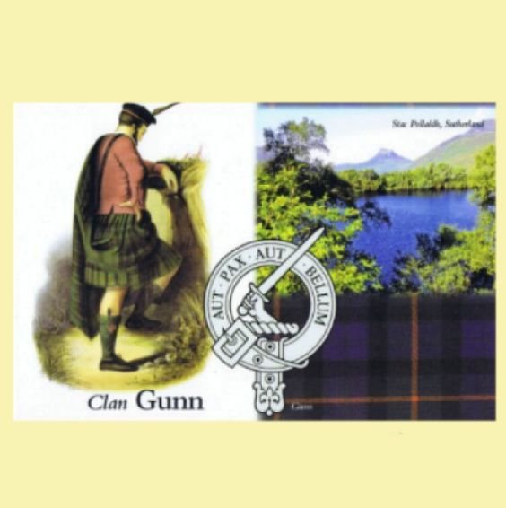 Image 0 of Gunn Clan Crest Tartan History Gunn Clan Badge Postcards Set of 2
