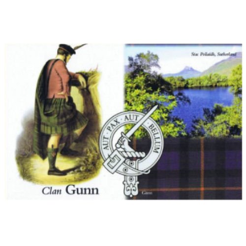 Image 1 of Gunn Clan Crest Tartan History Gunn Clan Badge Postcards Set of 2