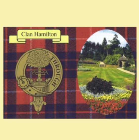 Image 0 of Hamilton Clan Crest Tartan History Hamilton Clan Badge Postcard