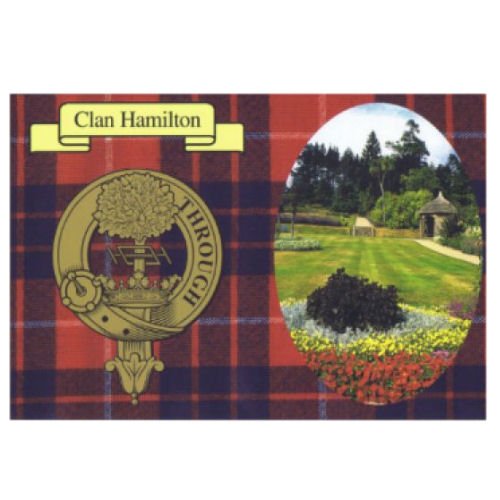 Image 1 of Hamilton Clan Crest Tartan History Hamilton Clan Badge Postcards Set of 2