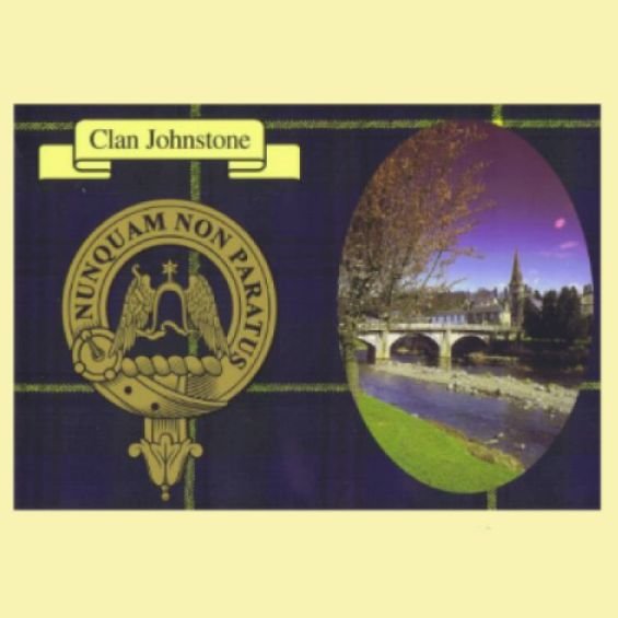 Image 0 of Johnstone Clan Crest Tartan History Johnstone Clan Badge Postcards Pack of 5
