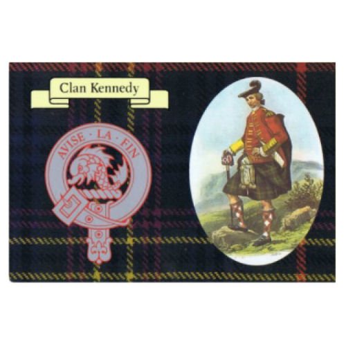 Image 1 of Kennedy Clan Crest Tartan History Kennedy Clan Badge Postcard