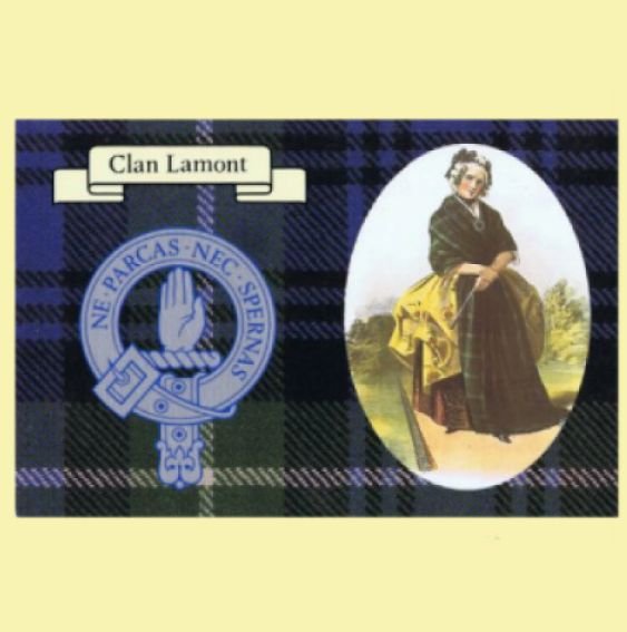 Image 0 of Lamont Clan Crest Tartan History Lamont Clan Badge Postcard