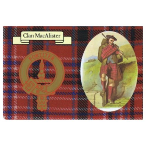 Image 1 of MacAlister Clan Crest Tartan History MacAlister Clan Badge Postcard