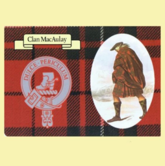 Image 0 of MacAulay Clan Crest Tartan History MacAulay Clan Badge Postcard