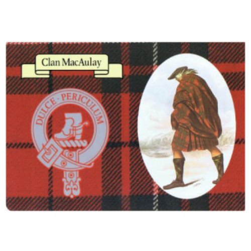 Image 1 of MacAulay Clan Crest Tartan History MacAulay Clan Badge Postcard