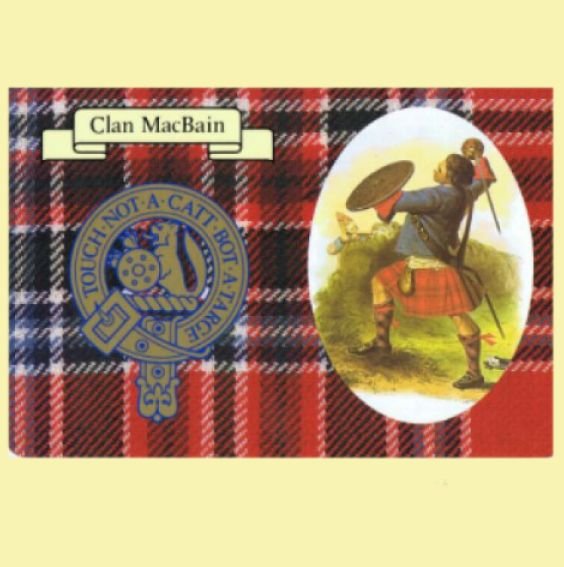 Image 0 of MacBain Clan Crest Tartan History MacBain Clan Badge Postcard