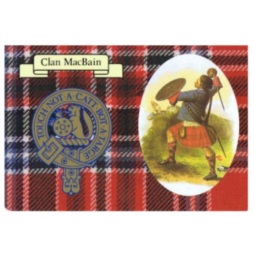 Image 1 of MacBain Clan Crest Tartan History MacBain Clan Badge Postcard
