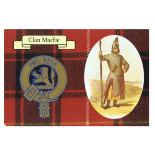 Image 1 of MacFie Clan Crest Tartan History MacFie Clan Badge Postcard