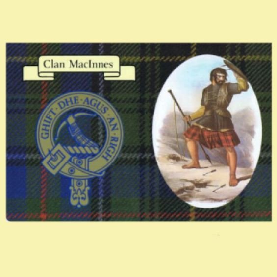 Image 0 of MacInnes Clan Crest Tartan History MacInnes Clan Badge Postcard