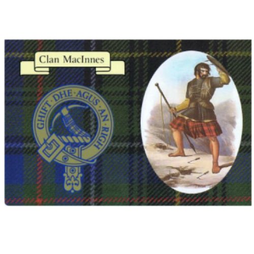 Image 1 of MacInnes Clan Crest Tartan History MacInnes Clan Badge Postcard