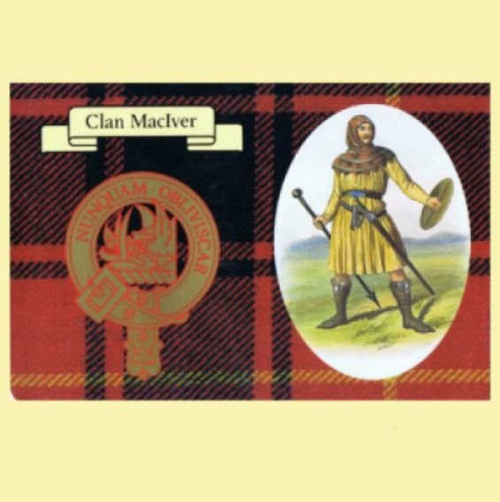 Image 0 of MacIver Clan Crest Tartan History MacIver Clan Badge Postcard