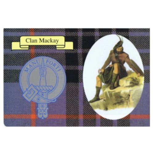 Image 1 of Mackay Clan Crest Tartan History Mackay Clan Badge Postcard