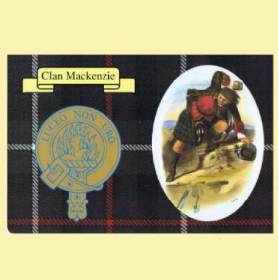 Image 0 of MacKenzie Clan Crest Tartan History MacKenzie Clan Badge Postcard