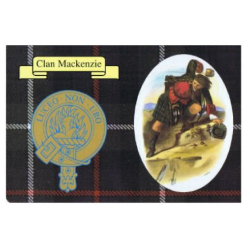 Image 1 of MacKenzie Clan Crest Tartan History MacKenzie Clan Badge Postcard