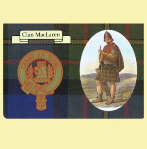 Image 0 of MacLaren Clan Crest Tartan History MacLaren Clan Badge Postcard