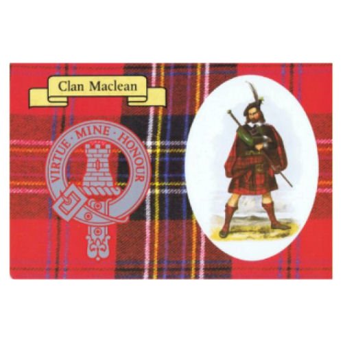 Image 1 of MacLean Clan Crest Tartan History MacLean Clan Badge Postcards Set of 2