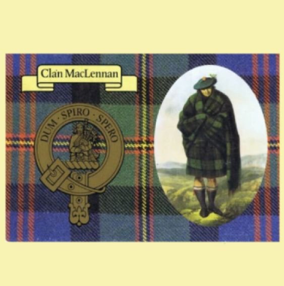 Image 0 of MacLennan Clan Crest Tartan History MacLennan Clan Badge Postcards Set of 2