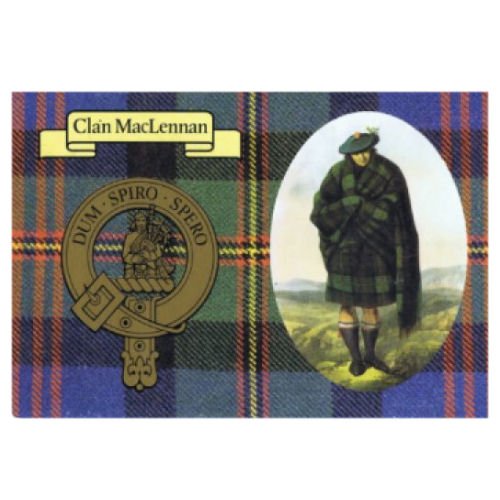 Image 1 of MacLennan Clan Crest Tartan History MacLennan Clan Badge Postcards Set of 2