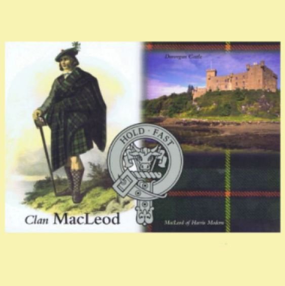 Image 0 of MacLeod Clan Crest Tartan History MacLeod Clan Badge Postcard