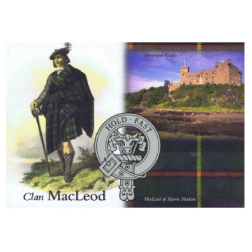 Image 1 of MacLeod Clan Crest Tartan History MacLeod Clan Badge Postcard