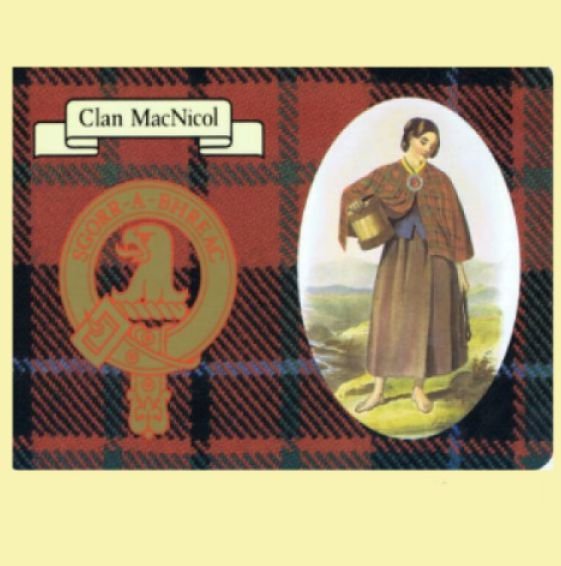 Image 0 of MacNicol Clan Crest Tartan History MacNicol Clan Badge Postcard