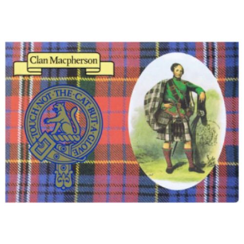 Image 1 of MacPherson Clan Crest Tartan History MacPherson Clan Badge Postcard
