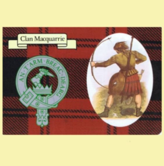 Image 0 of MacQuarrie Clan Crest Tartan History MacQuarrie Clan Badge Postcard