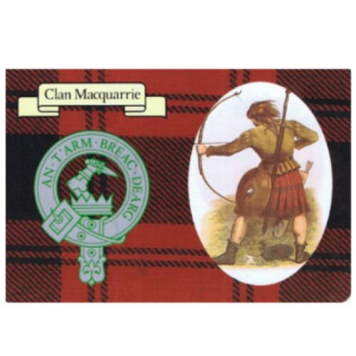 Image 1 of MacQuarrie Clan Crest Tartan History MacQuarrie Clan Badge Postcards Set of 2