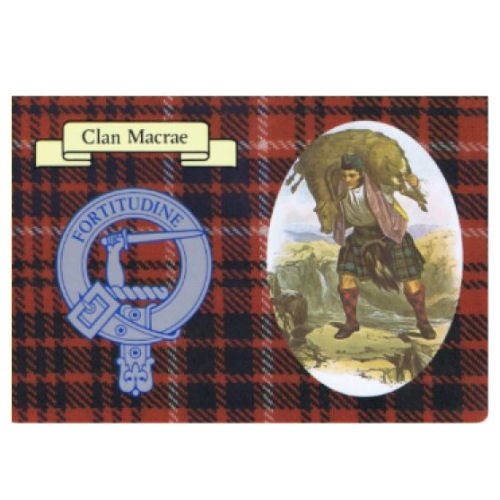 Image 1 of MacRae Clan Crest Tartan History MacRae Clan Badge Postcard