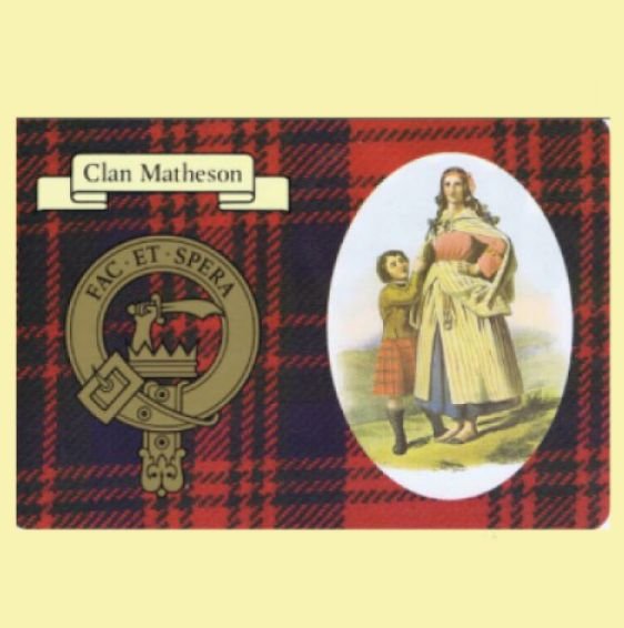 Image 0 of Matheson Clan Crest Tartan History Matheson Clan Badge Postcards Set of 2