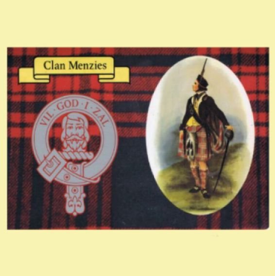 Image 0 of Menzies Clan Crest Tartan History Menzies Clan Badge Postcard
