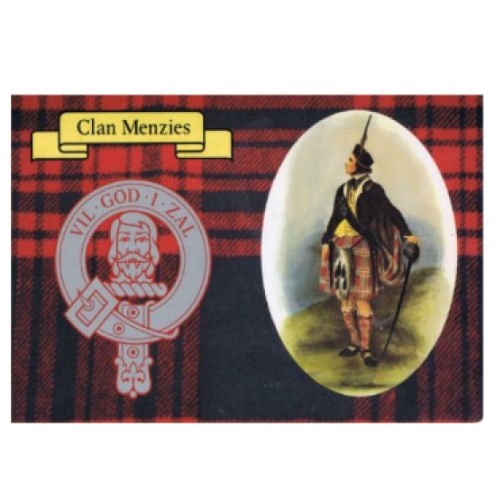 Image 1 of Menzies Clan Crest Tartan History Menzies Clan Badge Postcard